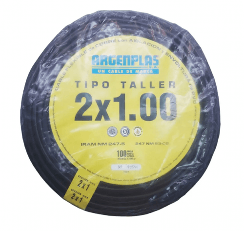 Cable Tipo Taller 2x1mm Negro X100mts Argenplas