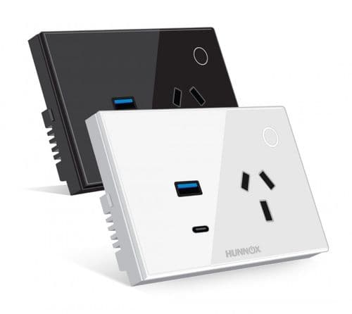 Tomacorriente+usb A+usb C Hunnox Smart Tactil Negro