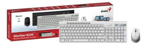 Teclado + Mouse Wireless Genius Slimstar 8230 White Dual Bt/2.4ghz