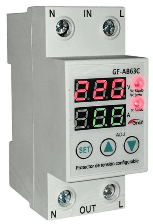 Protector De Tension Con Volt Y Amper Config 63a Gf-ab63c Gralf