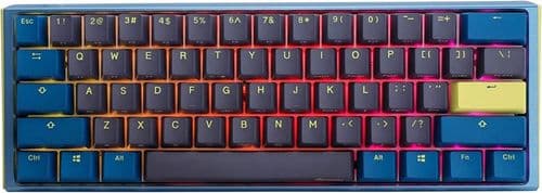 Teclado Mecanico Ducky One 3 Daybreak Mini Teclas Azules Clear Switch Ingles Pbt Doble Disparo Sin Costuras Caja Superior Azul Caja Inferior Gris Caja